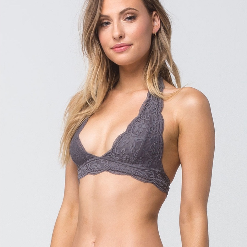 FULL TILT Haley Lace Gray Bralette